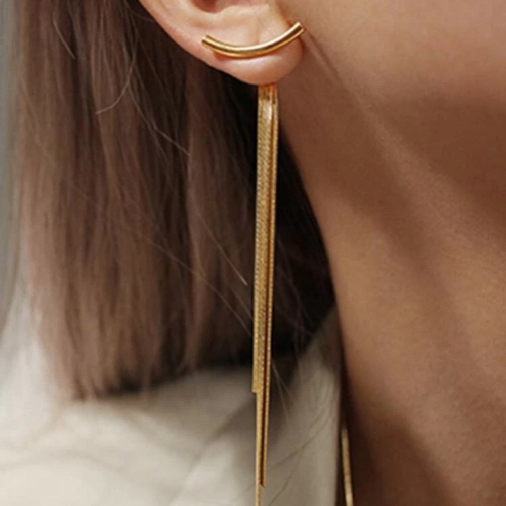 Curved Bar String Earrings